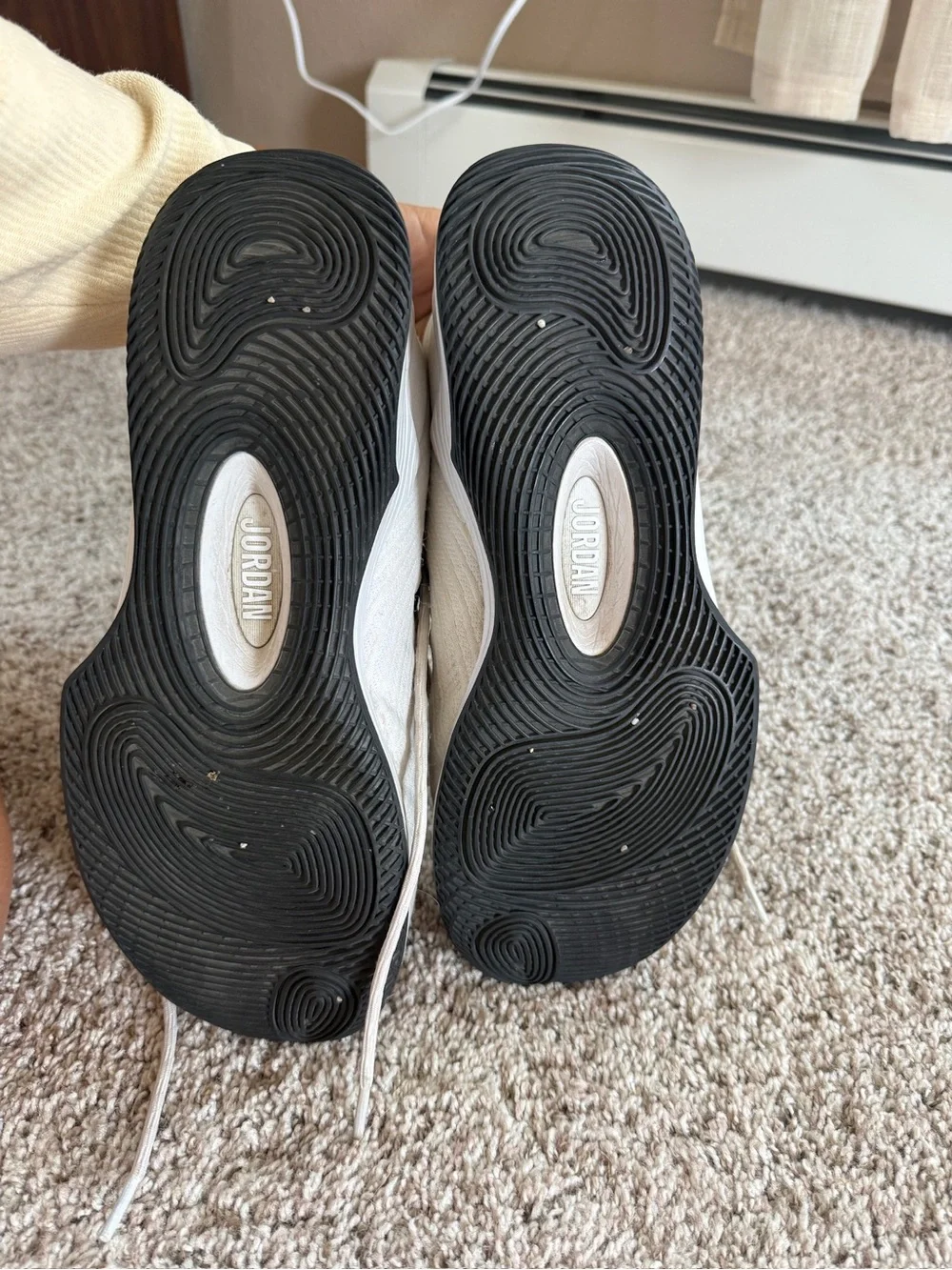 Jordan Beige and Black Jumpman Trainers